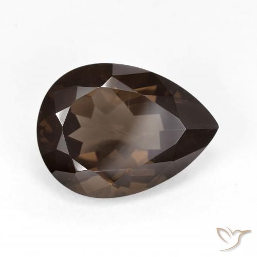 Quartz fumé Marron foncé naturelle En forme de poire, 6.01 ct, VVS
