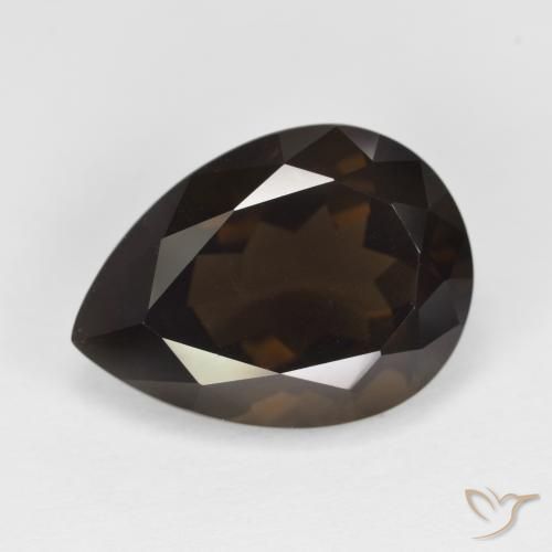 Quartz fumé Marron foncé naturelle En forme de poire, 6.28 ct, VVS