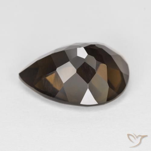 Quartz fumé Marron foncé naturelle En forme de poire, 6.28 ct, VVS
