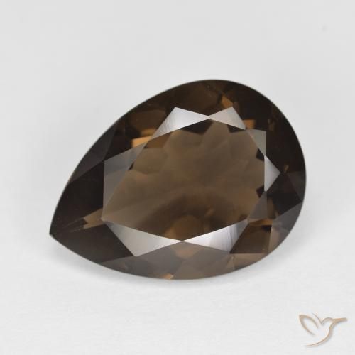 Quartz fumé Marron foncé naturelle En forme de poire, 5.67 ct, VVS