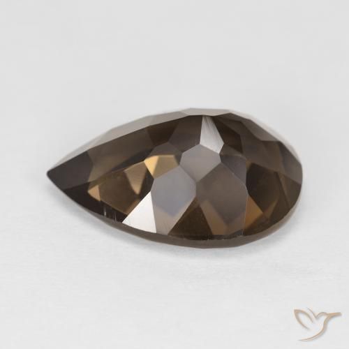 Quartz fumé Marron foncé naturelle En forme de poire, 5.67 ct, VVS