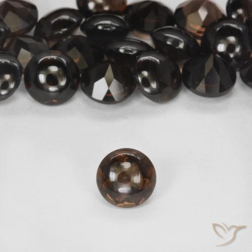 0.90ct Naturel Marron foncé Quartz fumé, Tour, Transparent