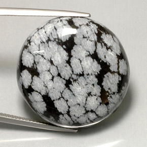 Obsidienne flocon de neige Flocon de neige naturelle Coupe roude, 44.13 ct, Opaque
