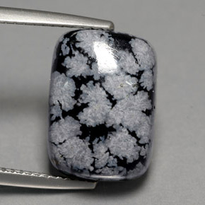 Obsidienne flocon de neige multicolore naturelle coupe coussin, 7,03 ct, opaque