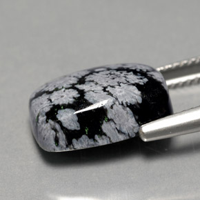 Obsidienne flocon de neige multicolore naturelle coupe coussin, 6,92 ct, opaque