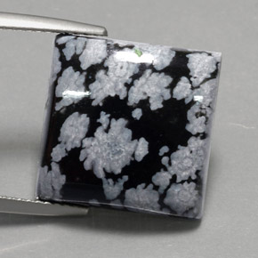 Obsidienne flocon de neige Flocon de neige naturelle Carré, 12.23 ct, Opaque