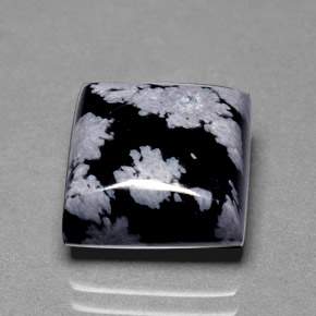 Obsidienne flocon de neige Flocon de neige naturelle Carré, 7.80 ct, Opaque