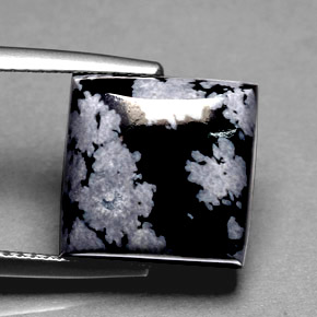 Obsidienne flocon de neige Flocon de neige naturelle Carré, 7.80 ct, Opaque