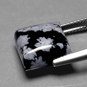 Obsidienne flocon de neige Flocon de neige naturelle Carré, 7.80 ct, Opaque