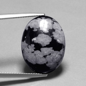 Obsidienne flocon de neige flocon de neige naturelle coupe ovale, 9,62 ct, opaque