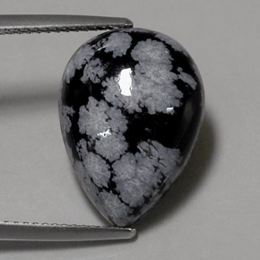 Obsidienne flocon de neige multicolore naturelle en forme de poire, 8,15 ct, opaque