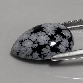 Obsidienne flocon de neige multicolore naturelle en forme de poire, 8,15 ct, opaque