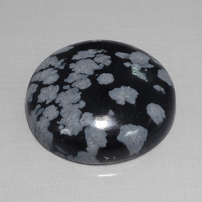 Obsidienne flocon de neige noir naturelle coupe roude, 16,93 ct, opaque
