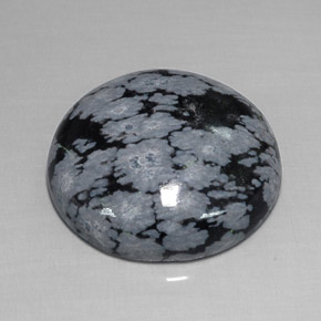 Obsidienne flocon de neige noir naturelle coupe roude, 16,26 ct, opaque