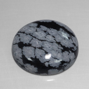 Obsidienne flocon de neige noir naturelle coupe roude, 17,48 ct, opaque