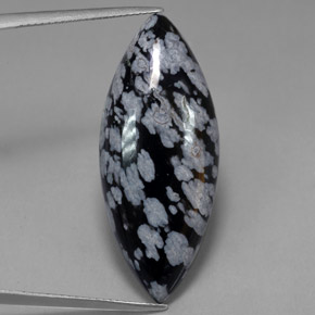 Obsidienne flocon de neige Gris-Blanc Noir naturelle Marquise, 21.02 ct, Opaque