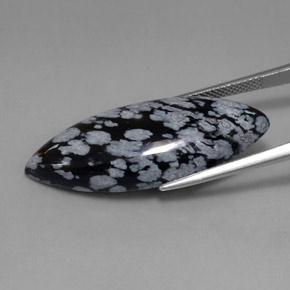 Obsidienne flocon de neige Gris-Blanc Noir naturelle Marquise, 21.02 ct, Opaque