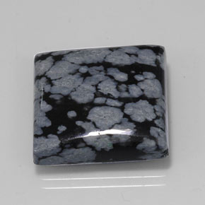 Obsidienne flocon de neige noir naturelle carré, 20,67 ct, opaque