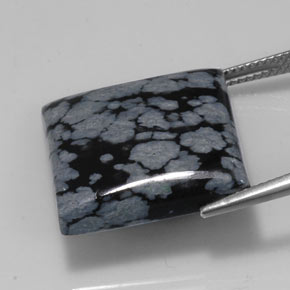 Obsidienne flocon de neige noir naturelle carré, 20,67 ct, opaque