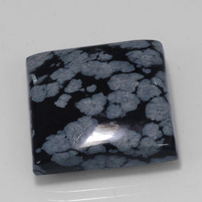 Obsidienne flocon de neige noir naturelle carré, 23,11 ct, opaque