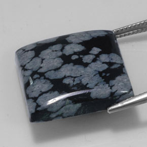 Obsidienne flocon de neige noir naturelle carré, 23,11 ct, opaque