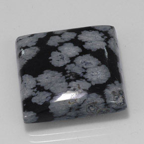 Obsidienne flocon de neige noir naturelle carré, 20,36 ct, opaque