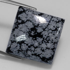 Obsidienne flocon de neige noir naturelle carré, 22,09 ct, opaque