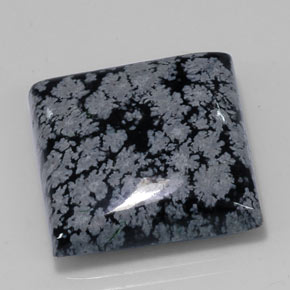 Obsidienne flocon de neige noir naturelle carré, 22,09 ct, opaque