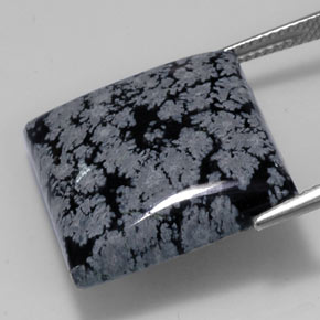 Obsidienne flocon de neige noir naturelle carré, 22,09 ct, opaque