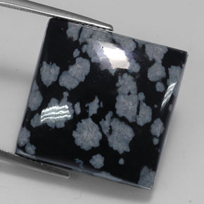 Obsidienne flocon de neige noir naturelle carré, 21,34 ct, opaque