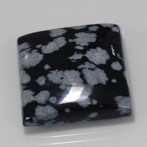 Obsidienne flocon de neige noir naturelle carré, 21,34 ct, opaque