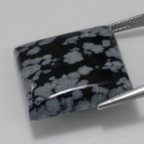 Obsidienne flocon de neige noir naturelle carré, 21,45 ct, opaque