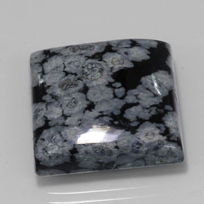 Obsidienne flocon de neige noir naturelle carré, 22,67 ct, opaque
