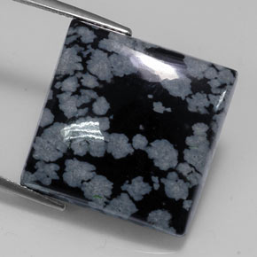 Obsidienne flocon de neige noir naturelle carré, 21,53 ct, opaque