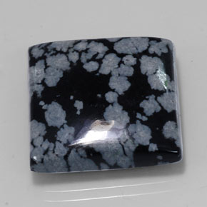 Obsidienne flocon de neige noir naturelle carré, 21,53 ct, opaque