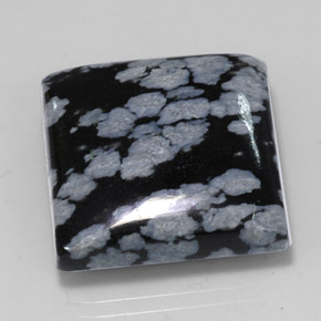 Obsidienne flocon de neige noir naturelle carré, 22,60 ct, opaque