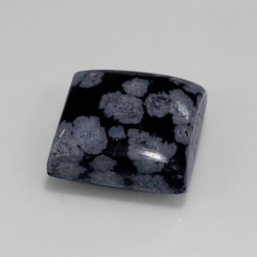 Obsidienne flocon de neige noir naturelle carré, 12,55 ct, opaque