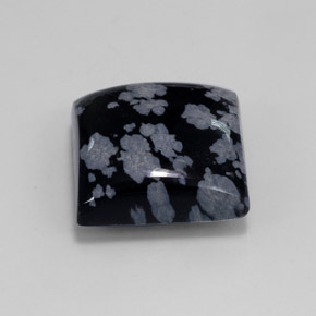 Obsidienne flocon de neige Gris-Blanc Noir naturelle Carré, 12.36 ct, Opaque