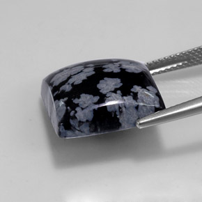 Obsidienne flocon de neige Gris-Blanc Noir naturelle Carré, 12.36 ct, Opaque