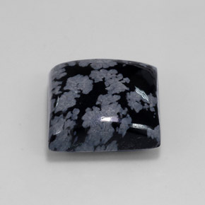 Obsidienne flocon de neige noir naturelle carré, 12,14 ct, opaque