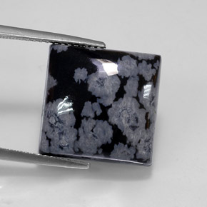 Obsidienne flocon de neige Flocon de neige naturelle Carré, 10.81 ct, Opaque