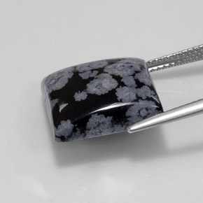 Obsidienne flocon de neige Flocon de neige naturelle Carré, 10.81 ct, Opaque
