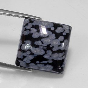 Obsidienne flocon de neige Gris-Blanc Noir naturelle Carré, 11.18 ct, Opaque