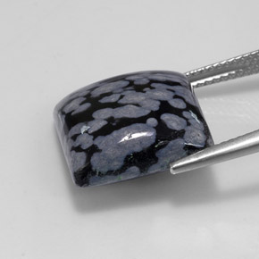 Obsidienne flocon de neige Gris-Blanc Noir naturelle Carré, 11.18 ct, Opaque