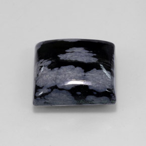 Obsidienne flocon de neige noir naturelle carré, 11,19 ct, opaque