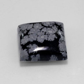 Obsidienne flocon de neige noir naturelle carré, 11,84 ct, opaque