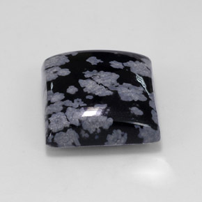 Obsidienne flocon de neige noir naturelle carré, 12,37 ct, opaque