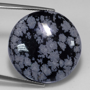 Obsidienne flocon de neige Flocon de neige naturelle Coupe roude, 26.75 ct, Opaque