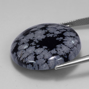 Obsidienne flocon de neige Flocon de neige naturelle Coupe roude, 26.75 ct, Opaque