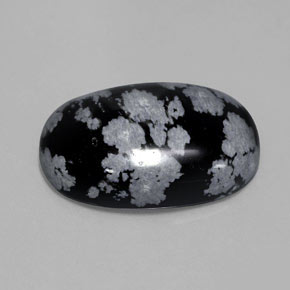 Obsidienne flocon de neige noir naturelle coupe ovale, 13,62 ct, opaque